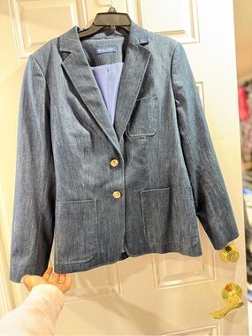 Nautica Women's Dark Blue Denim Blazer Jacket